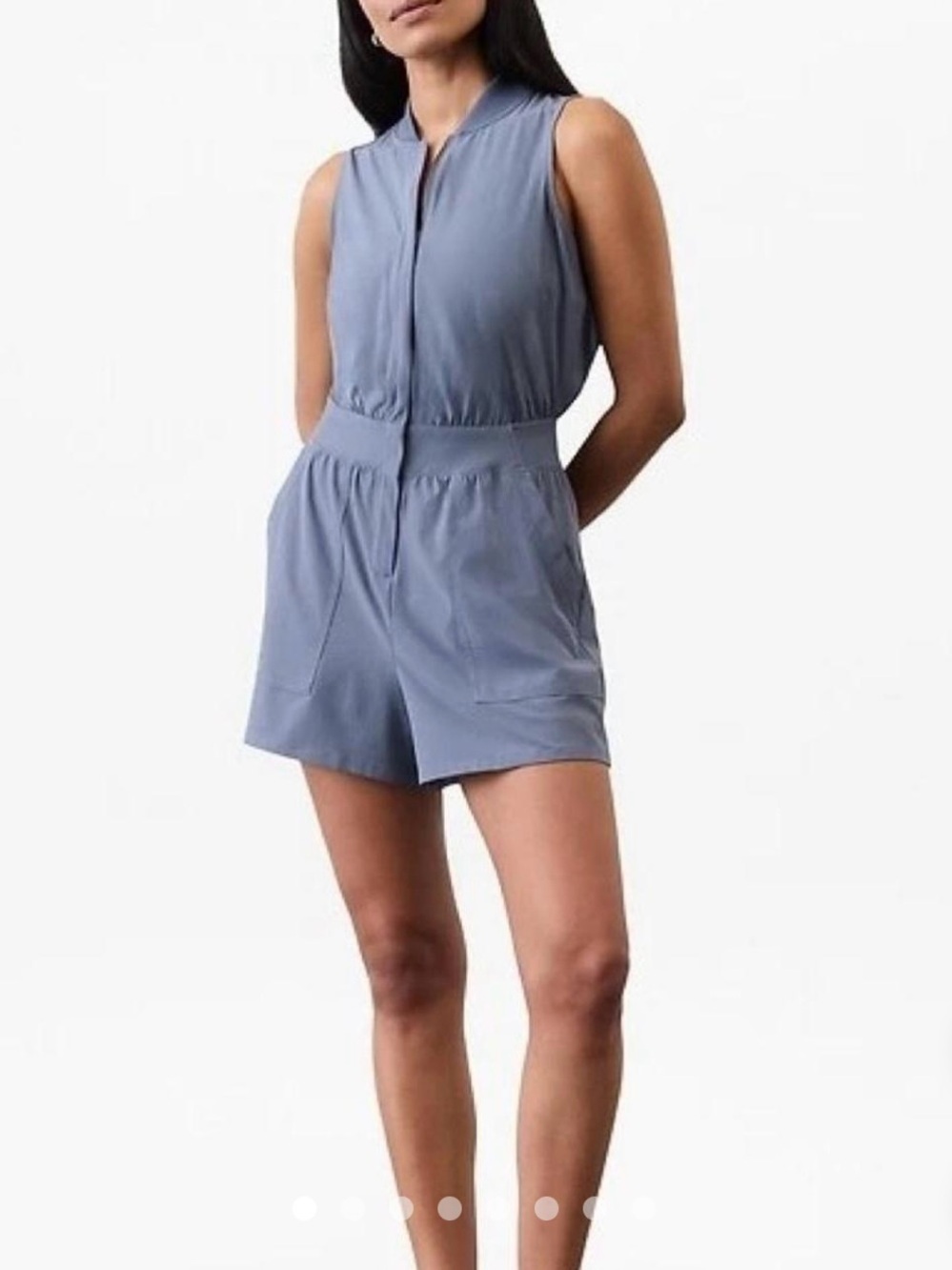 Athleta Brooklyn Utility Romper Slate Blue Athleisure Loungewear Lounge Everday
